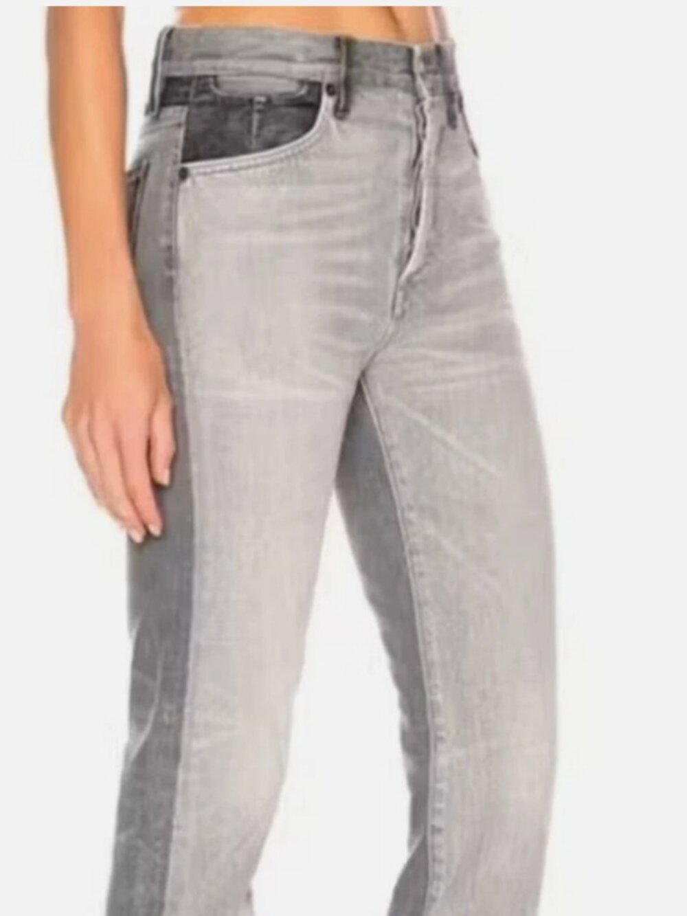 Jean Atelier Hunter Two-Tone Cropped High-Rise Straight-Leg Jeans